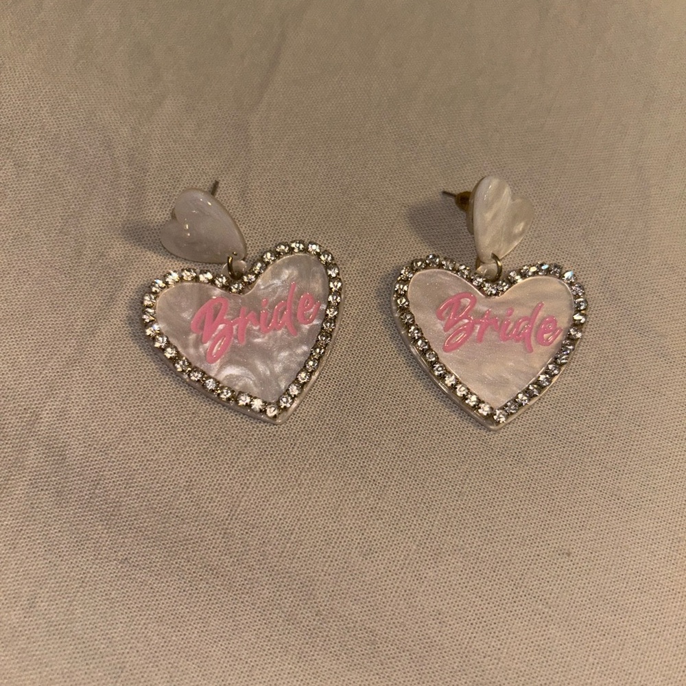 Barbie style bride heart earrings